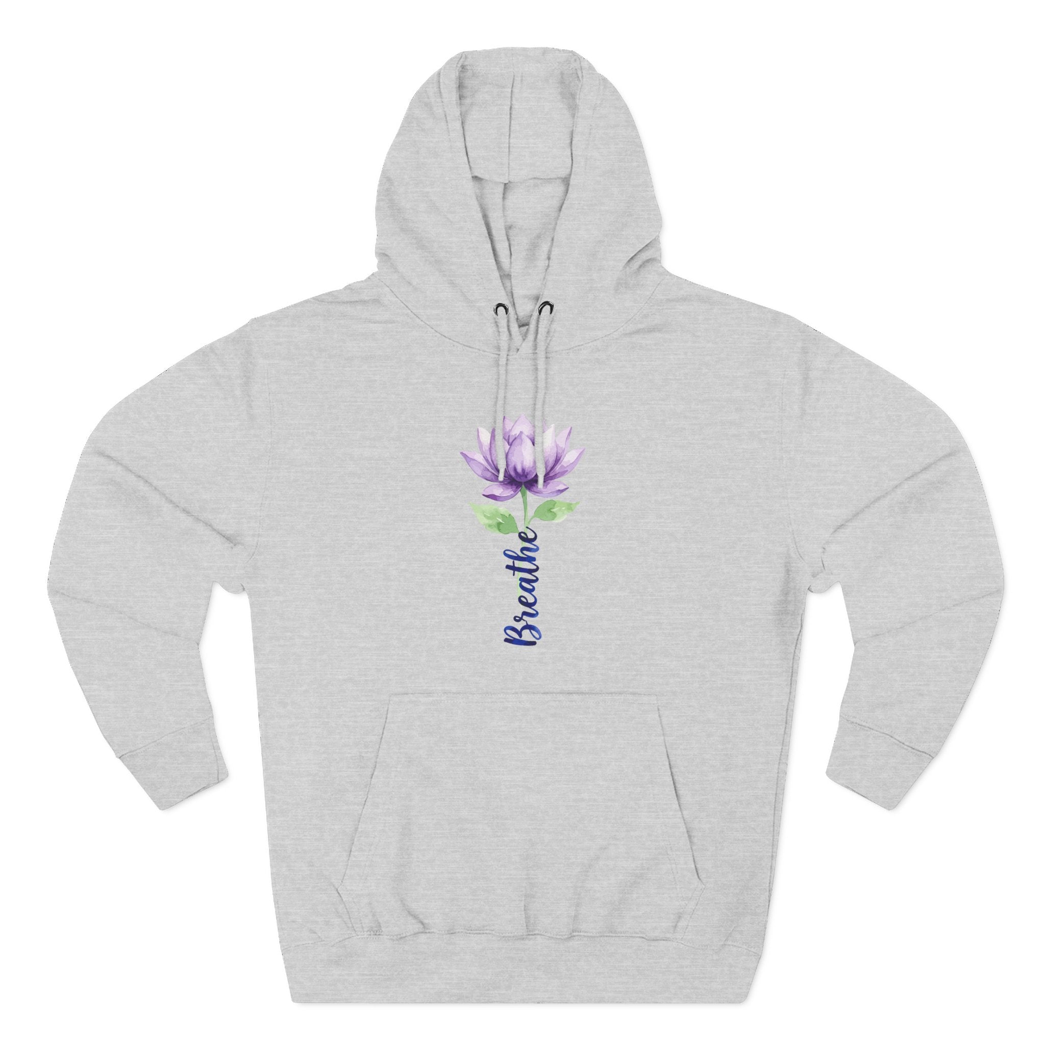 Breathe Watercolor Purple Lotus Stem Premium Unisex Hoodie