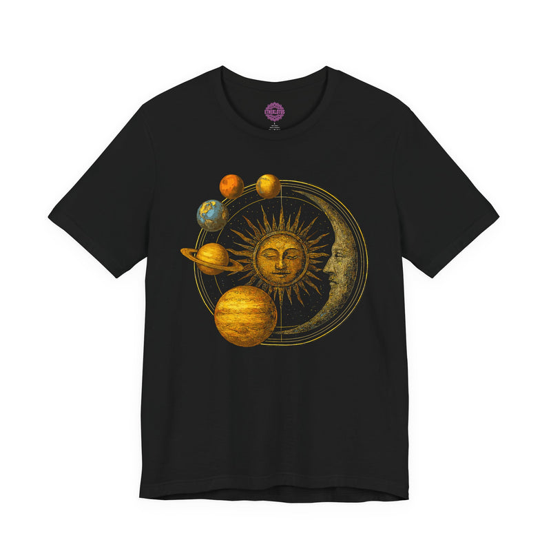 Celestial Solar System Sun & Moon "Planetary Alignment" Premium Unisex T-Shirt