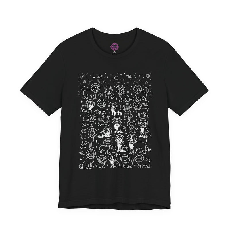 Space Dogs Cosmic Pattern "Astronaut Puppy" Galaxy Premium Unisex T-Shirt