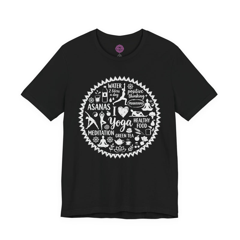 I Love Yoga Wellness Circle Asanas Pranayama Meditation Premium Unisex T-Shirt