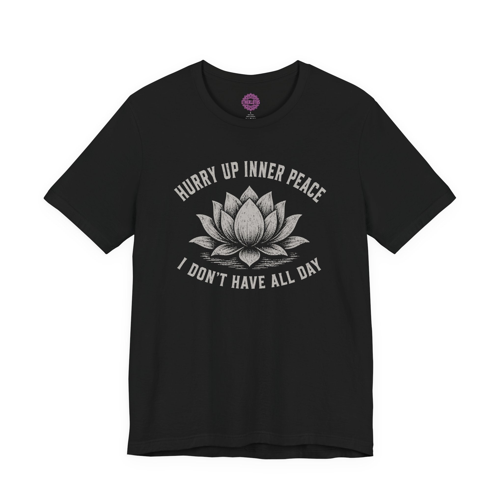 Hurry Up Inner Peace Lotus Spiritual Humor Vintage Premium Unisex T-Shirt