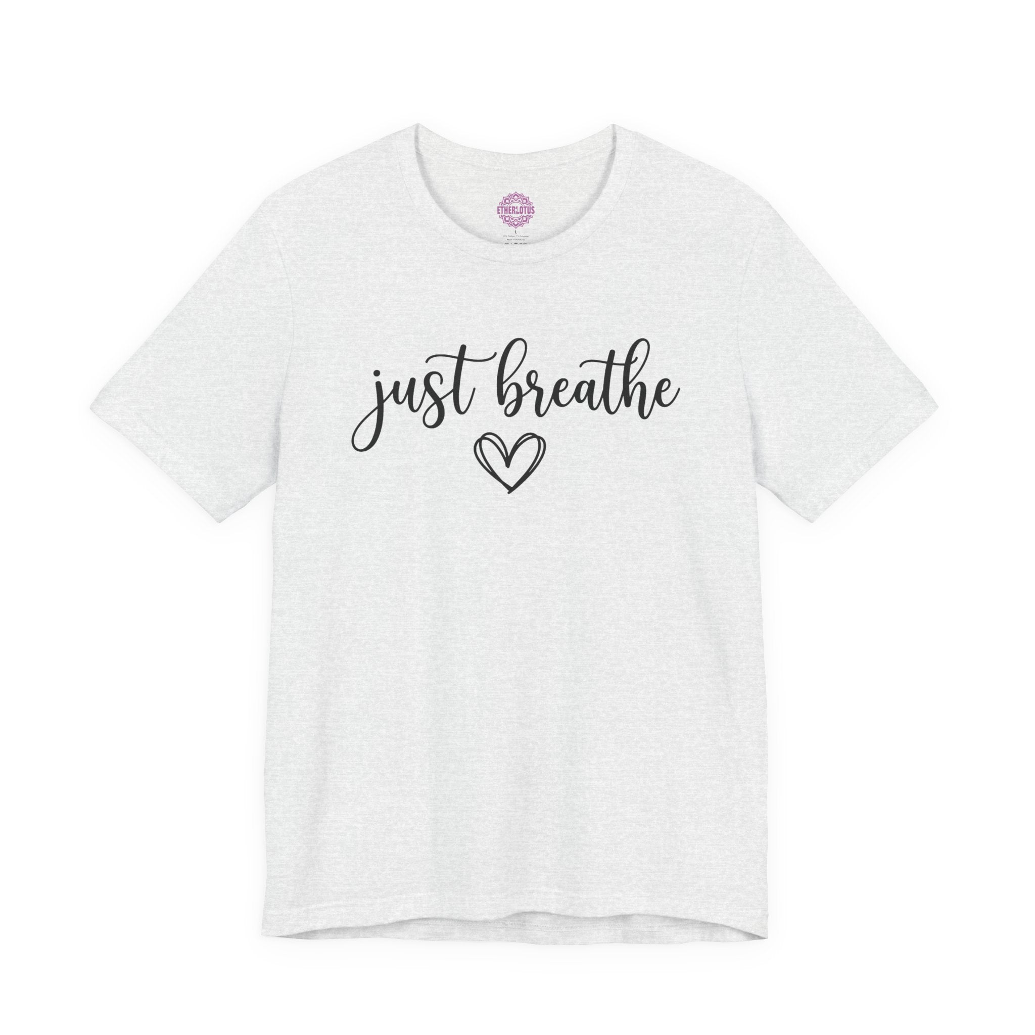 Just Breathe Script Heart Minimal Premium Unisex T-Shirt