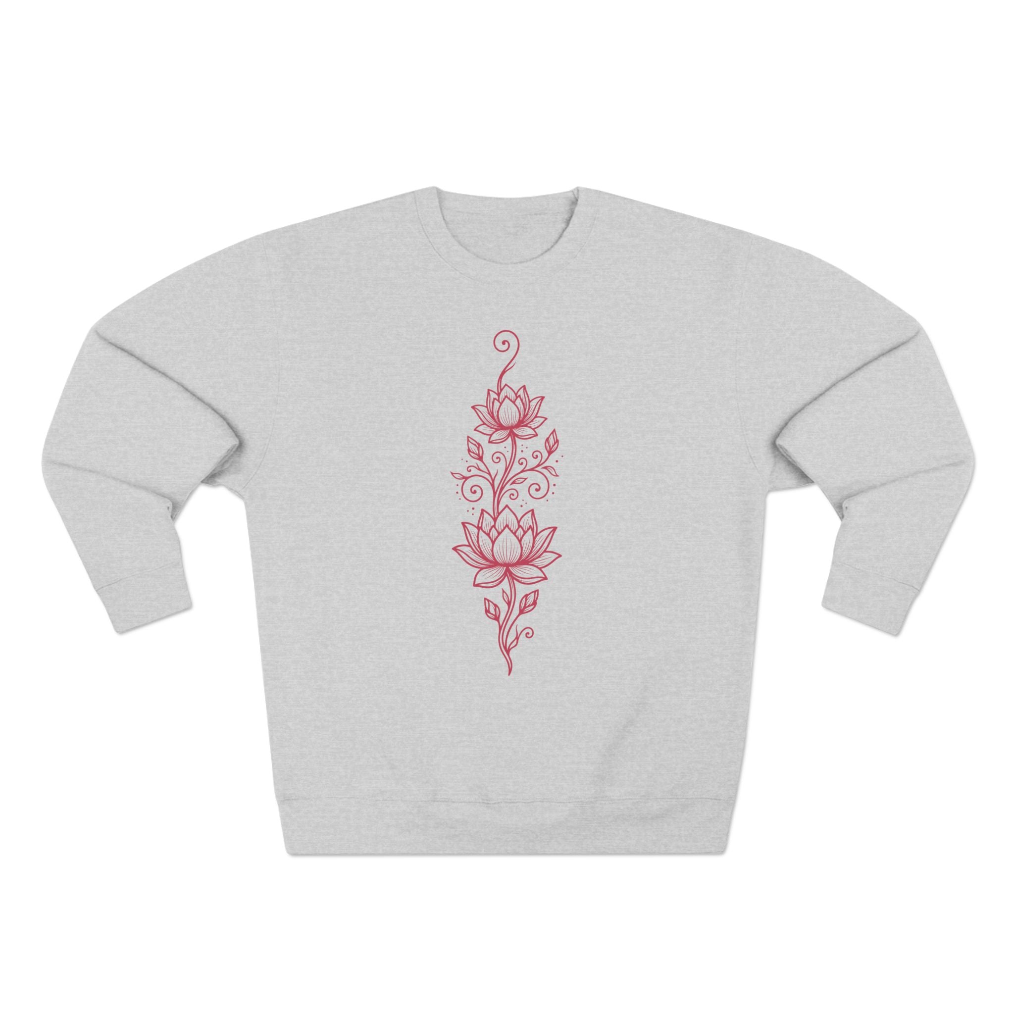 Dual Lotus Botanical Vine Rising Bloom Premium Unisex Sweatshirt