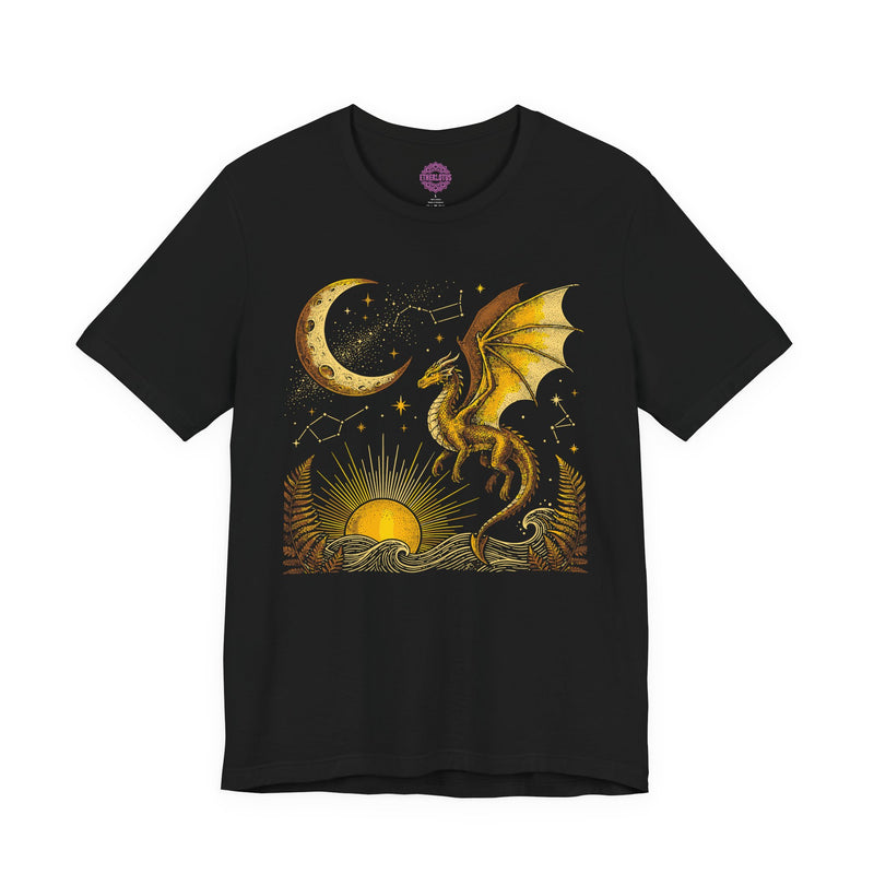 Golden Celestial Dragon Sun & Moon Premium Unisex T-Shirt