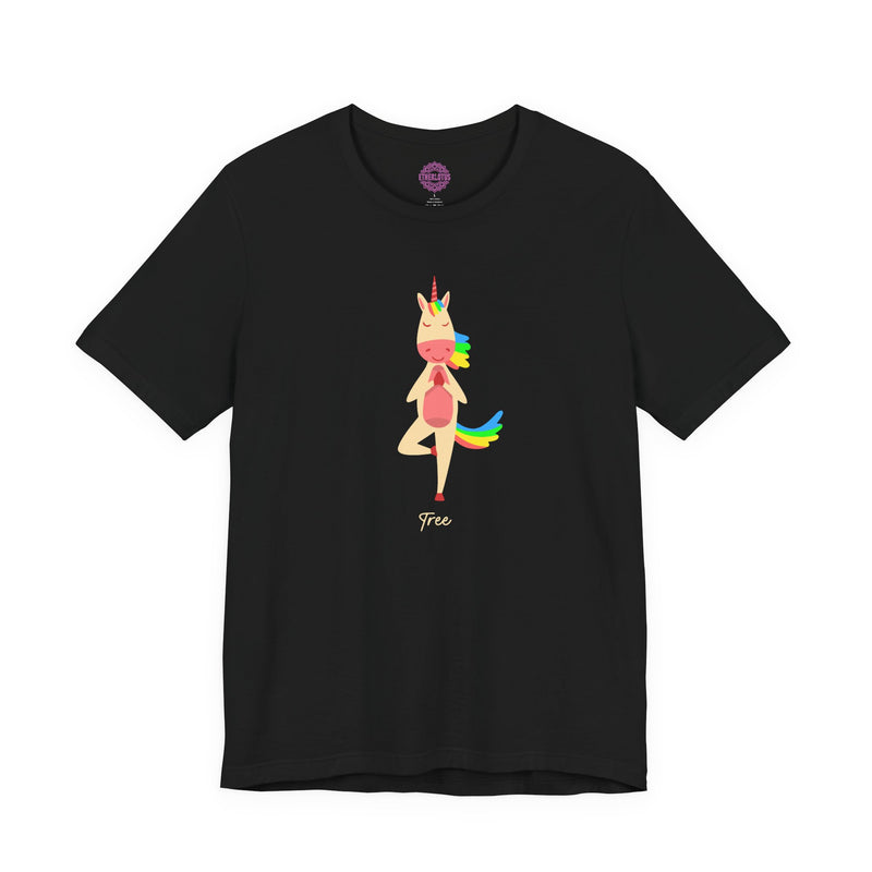 Yoga Unicorn Tree Pose Vrksasana Rainbow Balance Premium Unisex T-Shirt