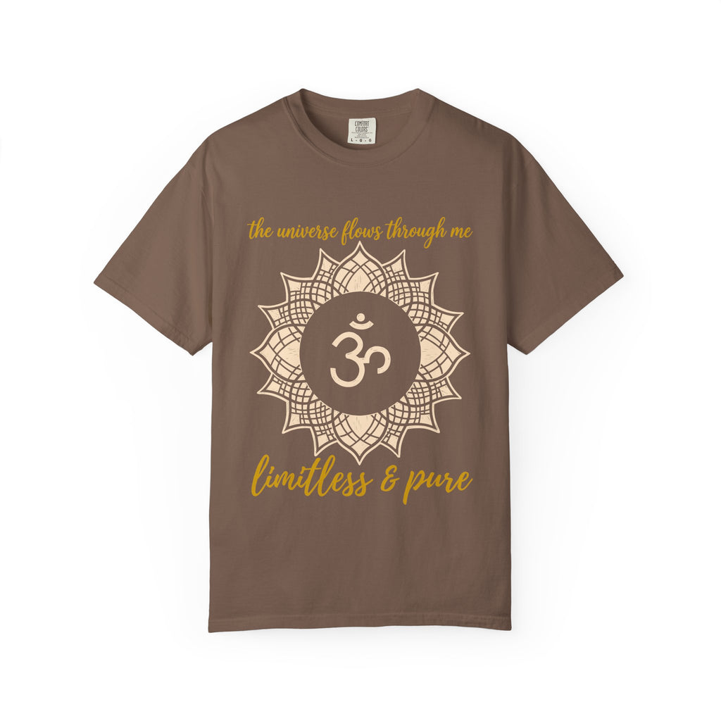 The Universe Flows Through Me Limitless and Pure Crown Chakra Om Comfort Colors® Unisex T-Shirt