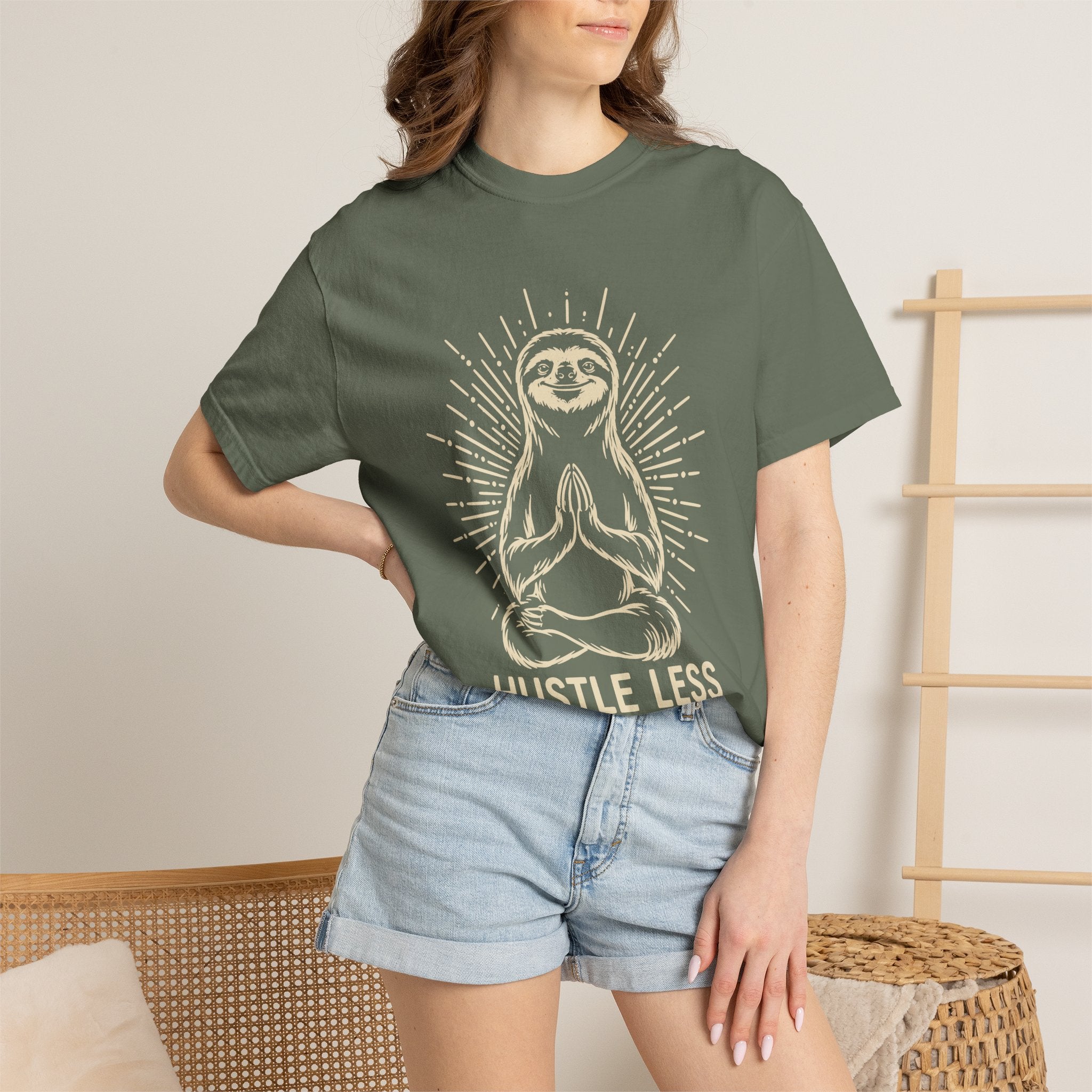 Hustle Less Hang More Sloth Yoga Meditation Mindful Comfort Colors® Unisex T-Shirt