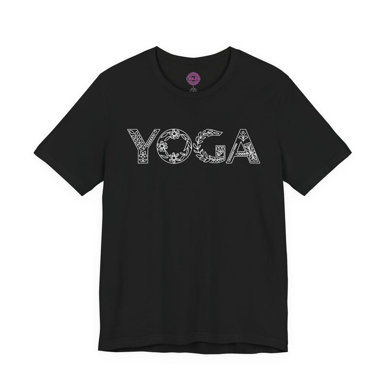 Yoga Floral Line Art Botanical Sacred Typography Premium Unisex T-Shirt