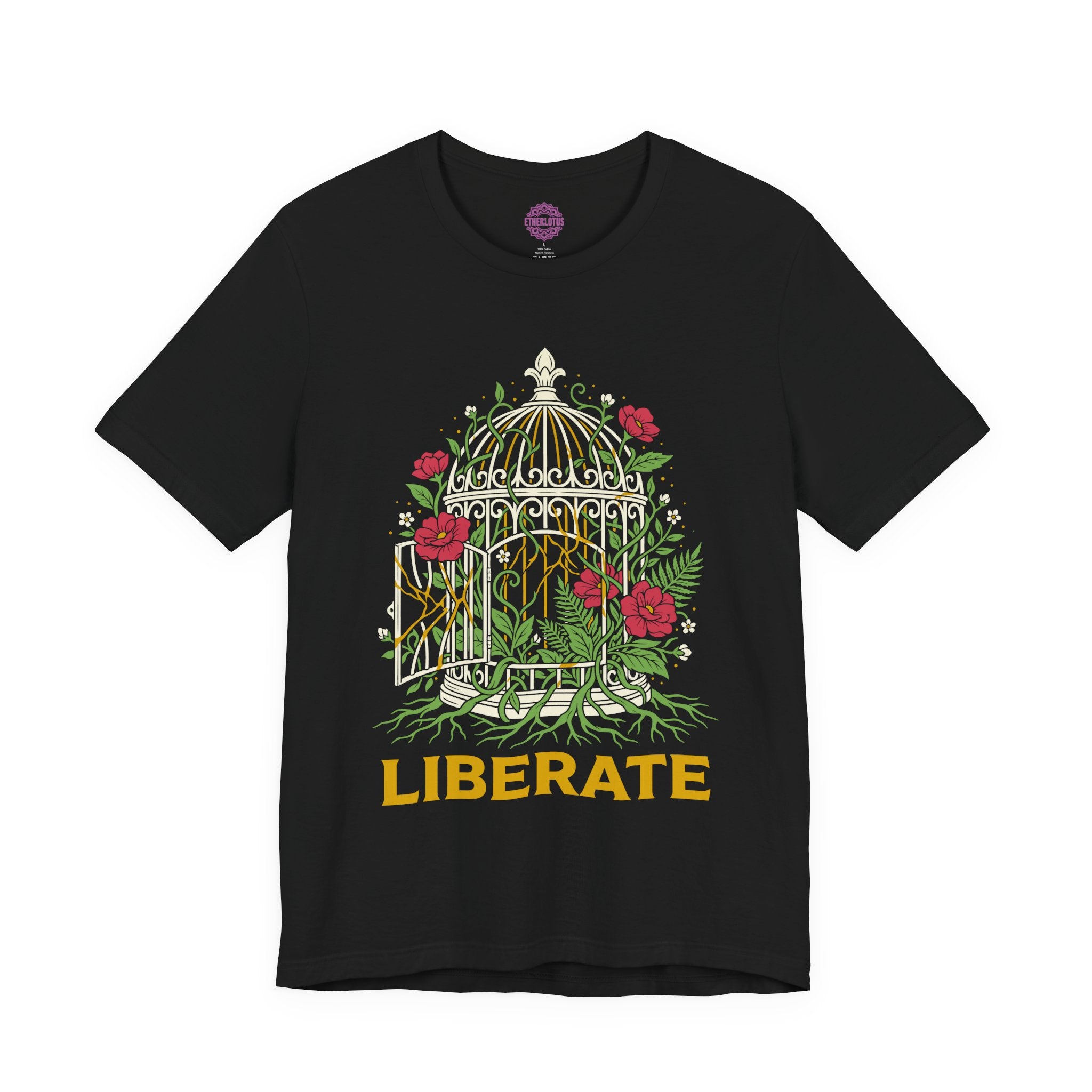 Liberate Floral Birdcage Freedom Premium Unisex T-Shirt