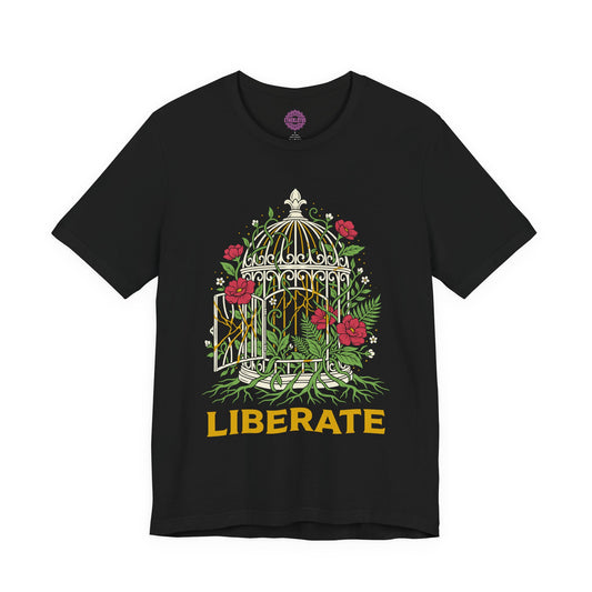 Liberate Floral Birdcage Freedom Premium Unisex T-Shirt