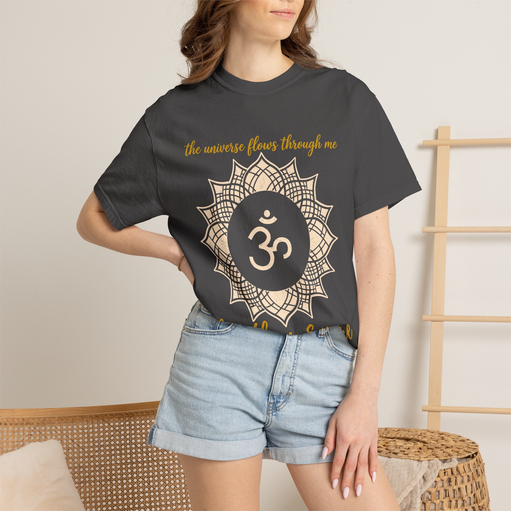 The Universe Flows Through Me Limitless and Pure Crown Chakra Om Comfort Colors® Unisex T-Shirt