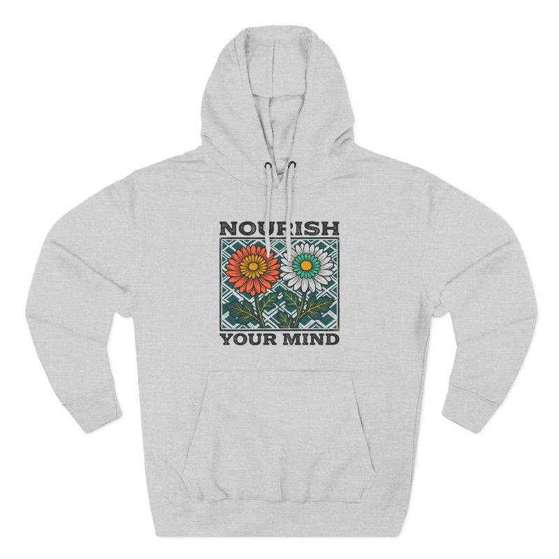 Nourish Your Mind Woodblock Floral Premium Unisex Hoodie