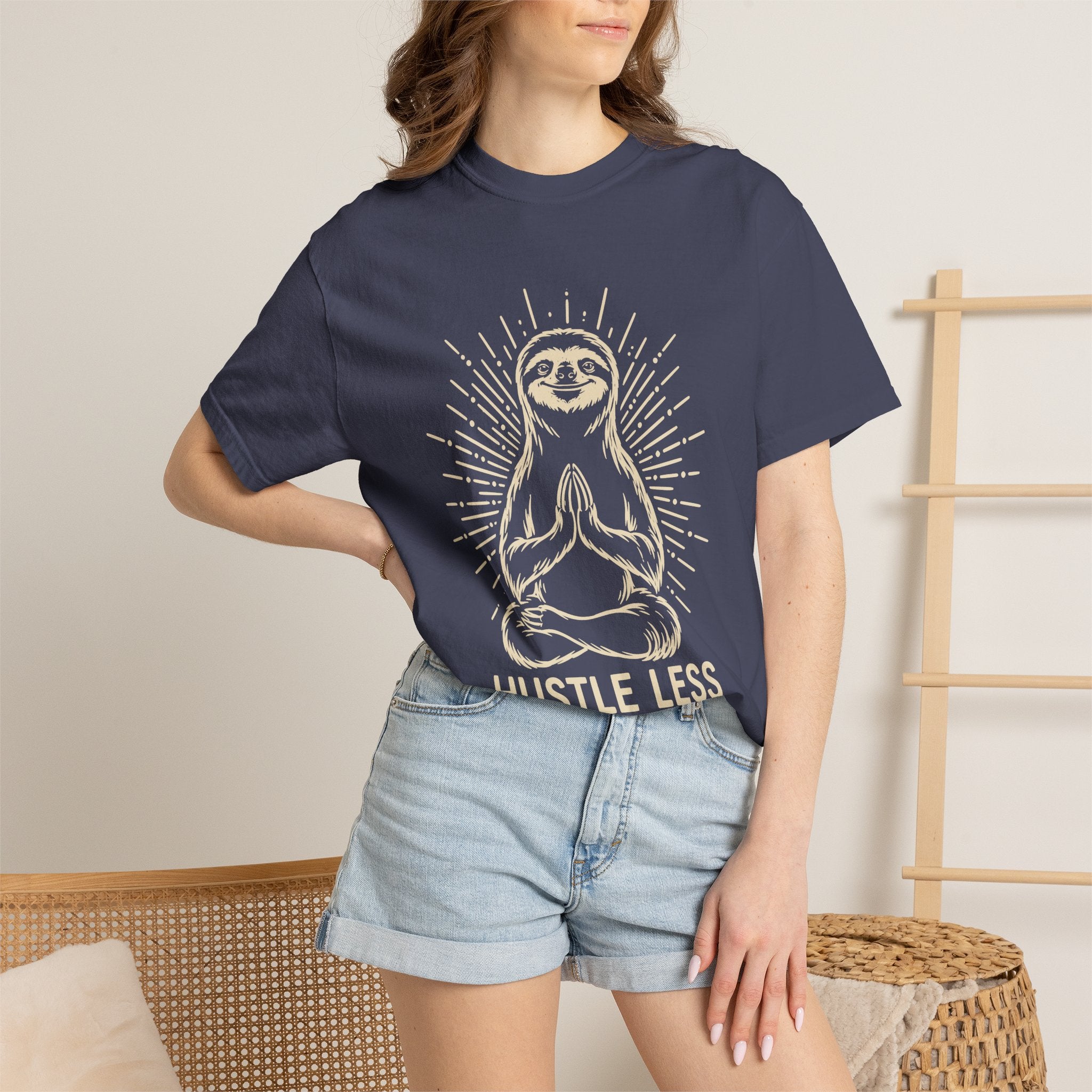 Hustle Less Hang More Sloth Yoga Meditation Mindful Comfort Colors® Unisex T-Shirt