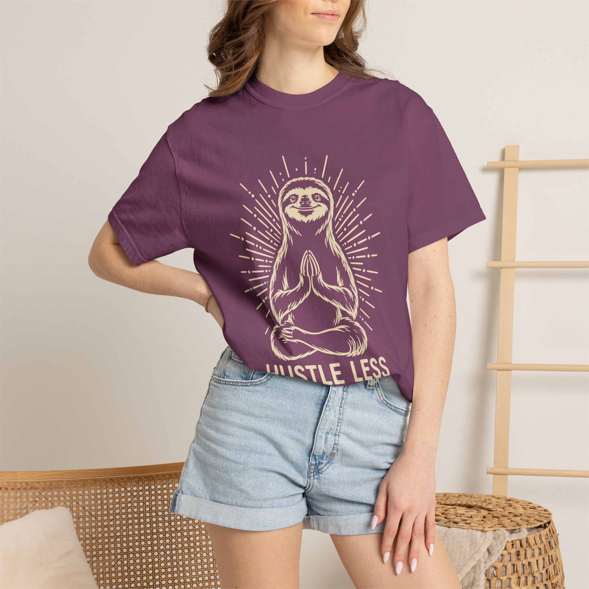 Hustle Less Hang More Sloth Yoga Meditation Mindful Comfort Colors® Unisex T-Shirt