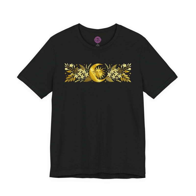 Celestial Sun & Moon Floral "Divine Balance" Botanical Premium Unisex T-Shirt