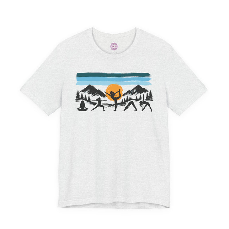 Mountain Yoga Silhouette Sunset Nature Outdoor Asana Premium Unisex T-Shirt