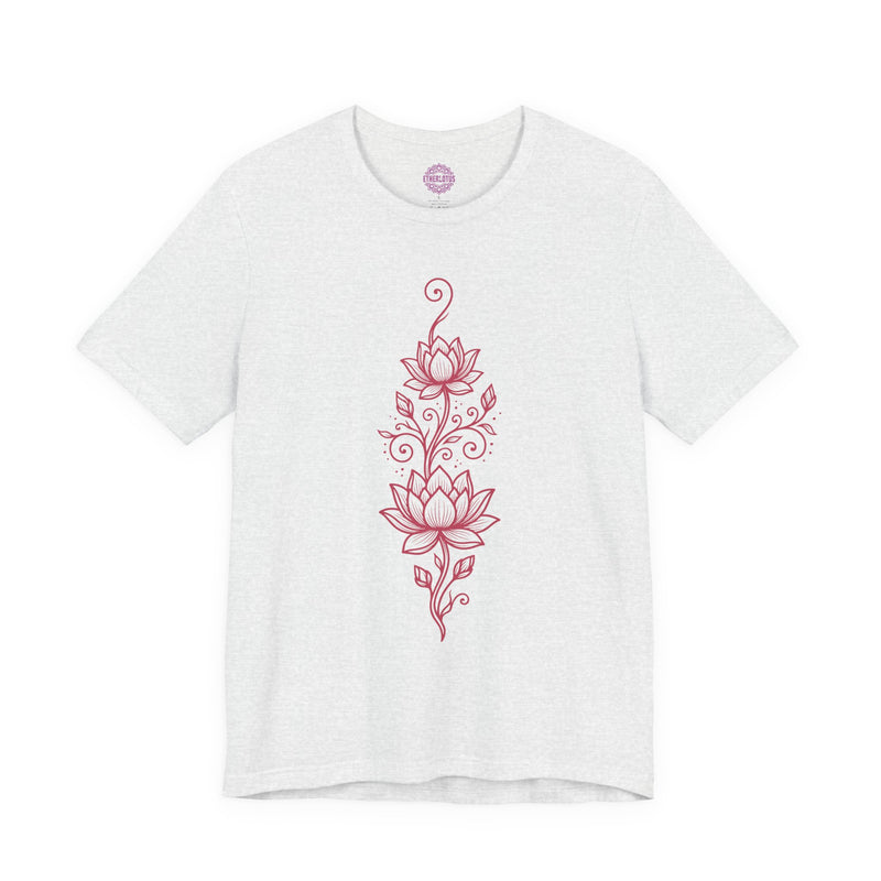 Dual Lotus Botanical Vine Rising Bloom Premium Unisex T-Shirt