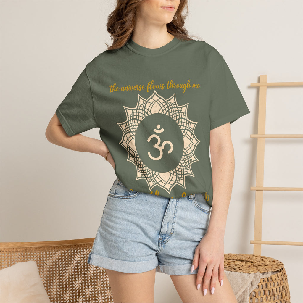 The Universe Flows Through Me Limitless and Pure Crown Chakra Om Comfort Colors® Unisex T-Shirt
