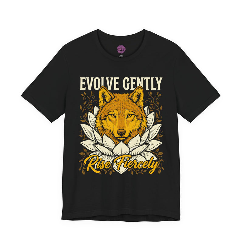 Evolve Gently Rise Fiercely Wolf Lotus Premium Unisex T-Shirt
