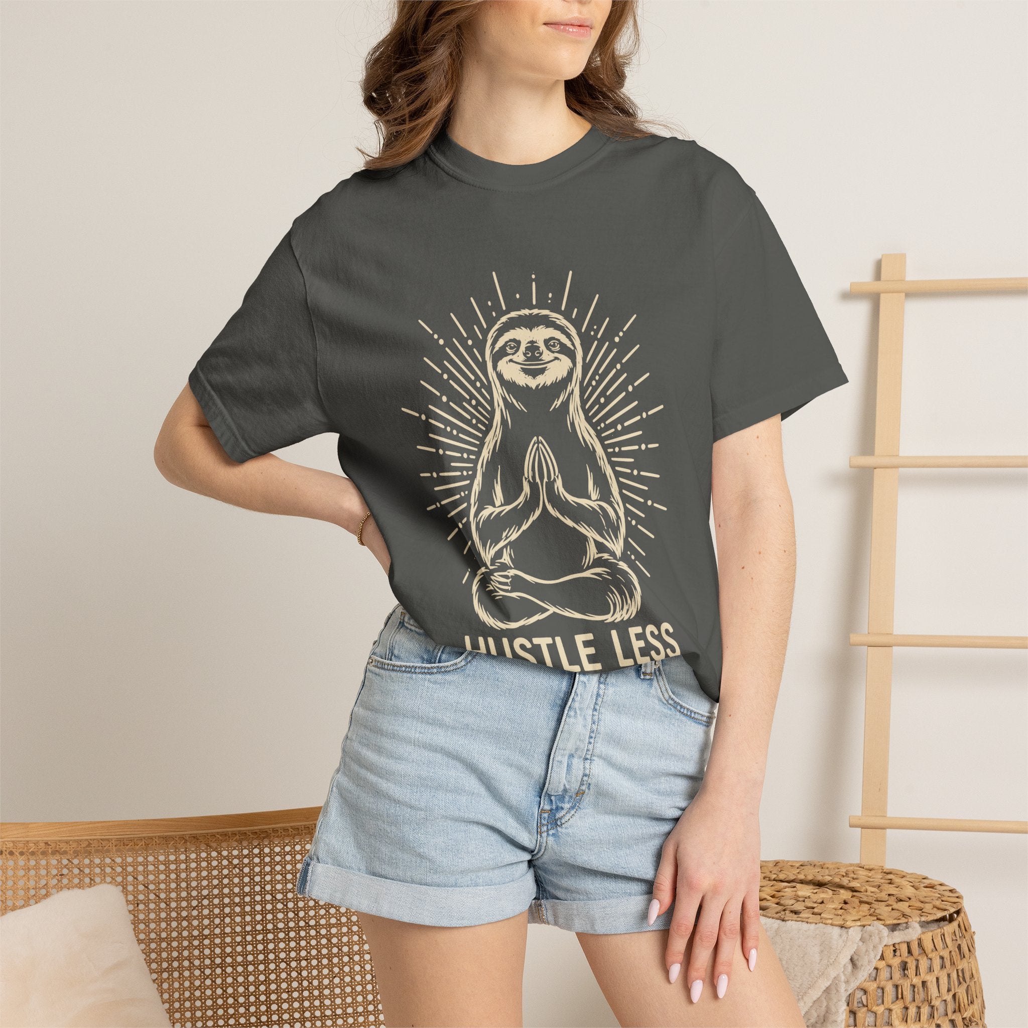 Hustle Less Hang More Sloth Yoga Meditation Mindful Comfort Colors® Unisex T-Shirt
