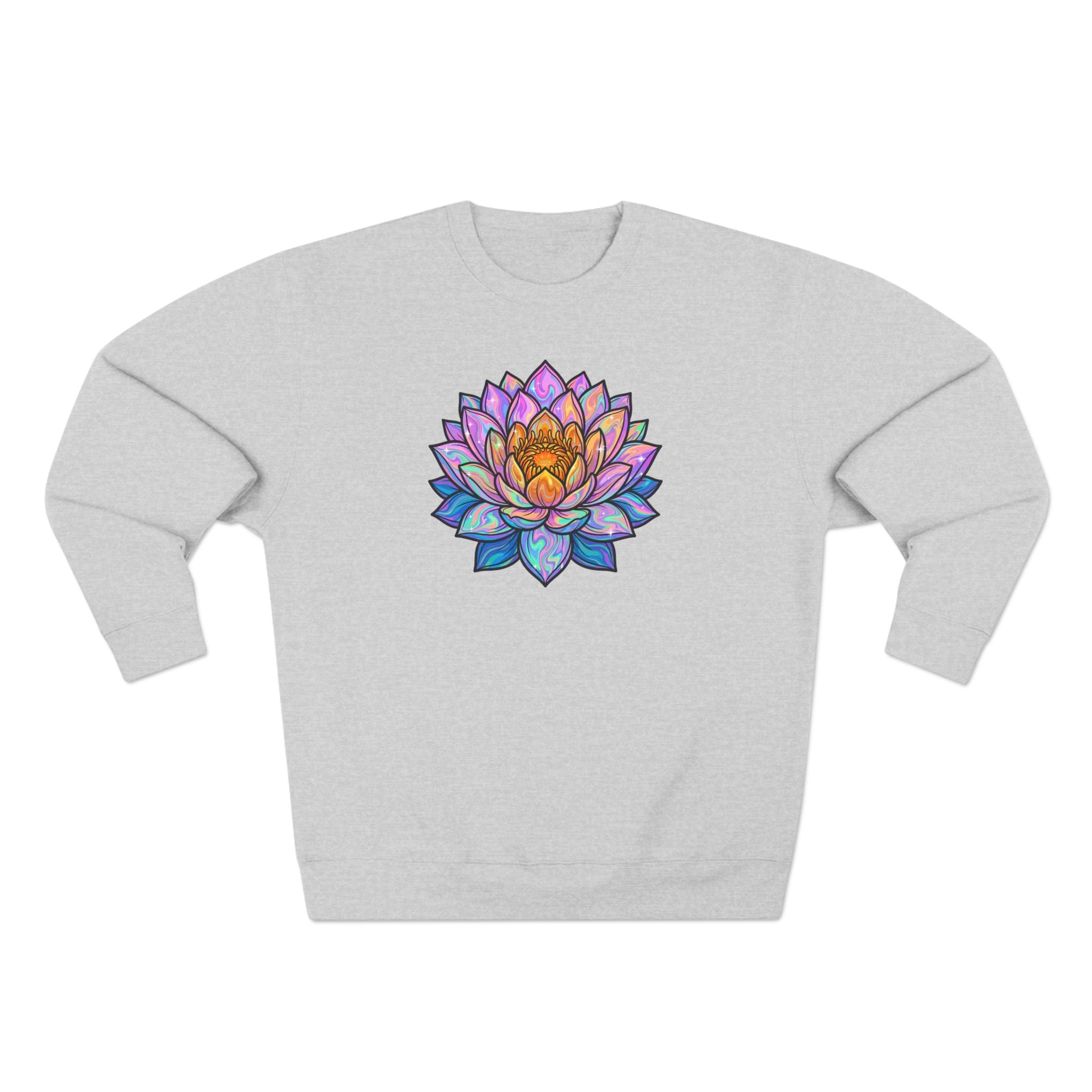 Holographic Iridescent Lotus Crystal Energy Premium Unisex Sweatshirt