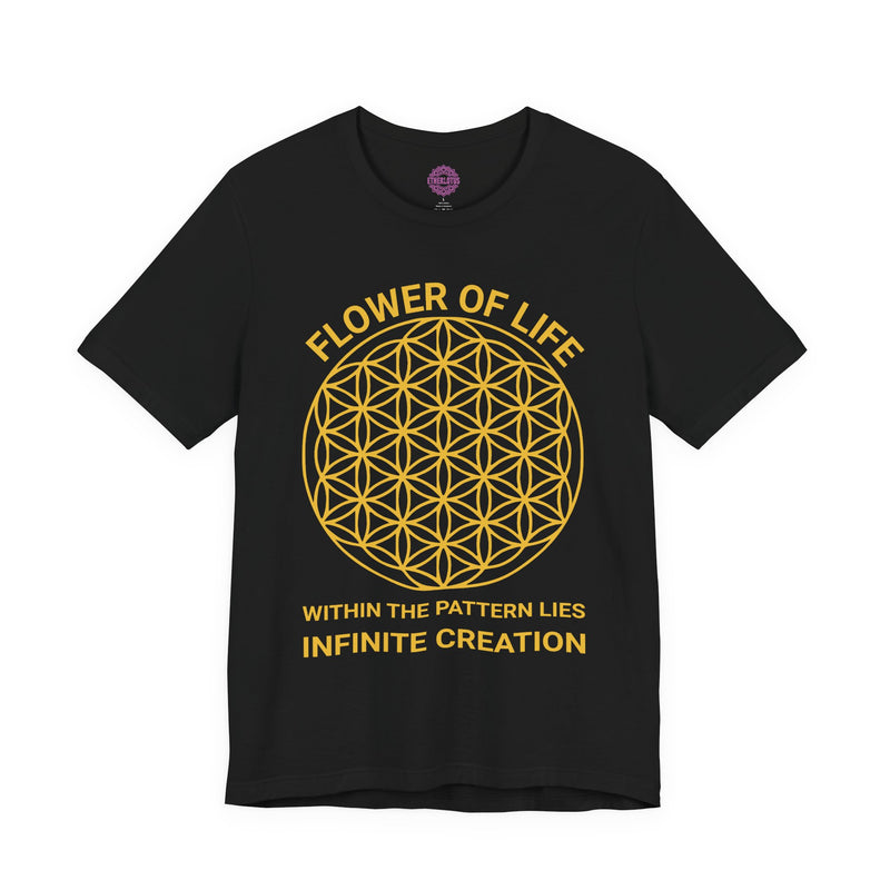 Flower of Life Sacred Geometry "Infinite Creation" Gold Premium Unisex T-Shirt