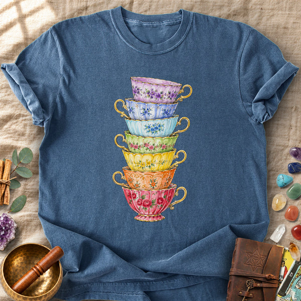 Stacked Vintage Teacups Comfort Colors® Unisex T-Shirt