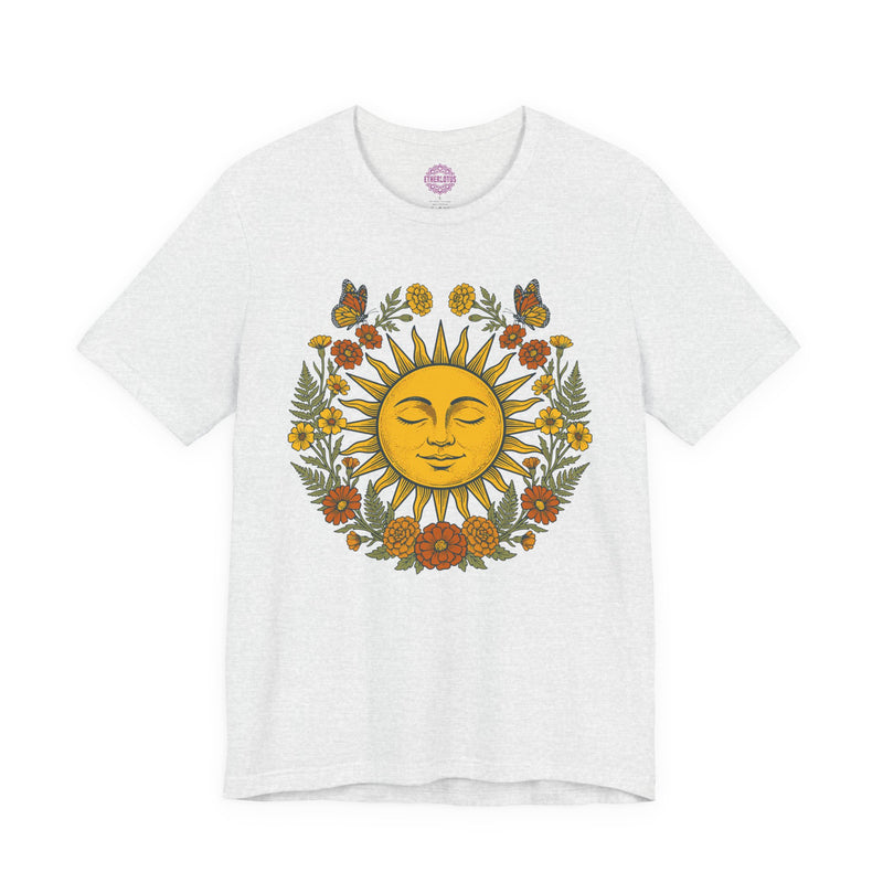 Vintage Sun & Marigold Floral "Radiant Positivity" Botanical Premium Unisex T-Shirt