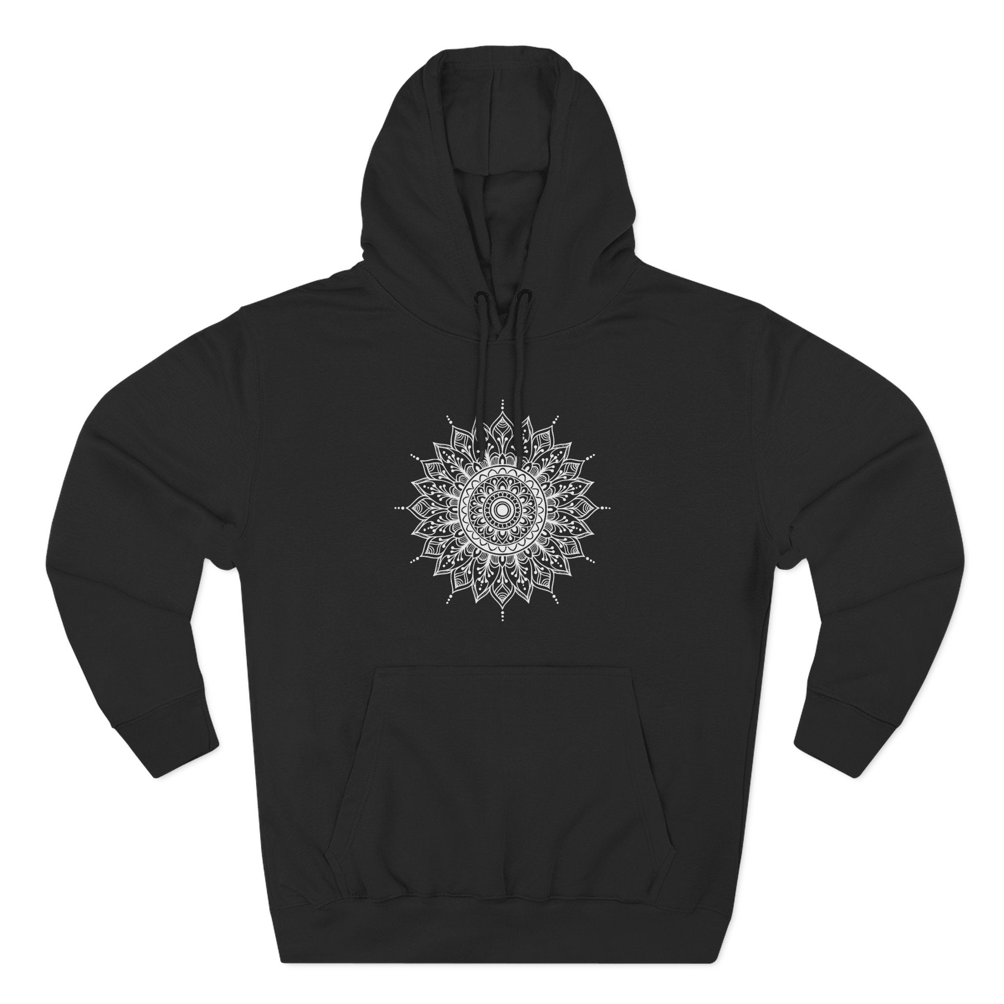 Sacred Mandala Line Art Floral Sun Premium Unisex Hoodie