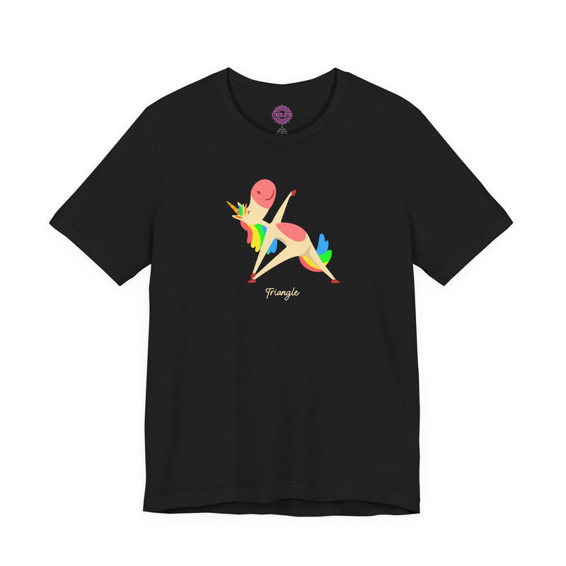 Yoga Unicorn Triangle Pose Trikonasana Rainbow Premium Unisex T-Shirt