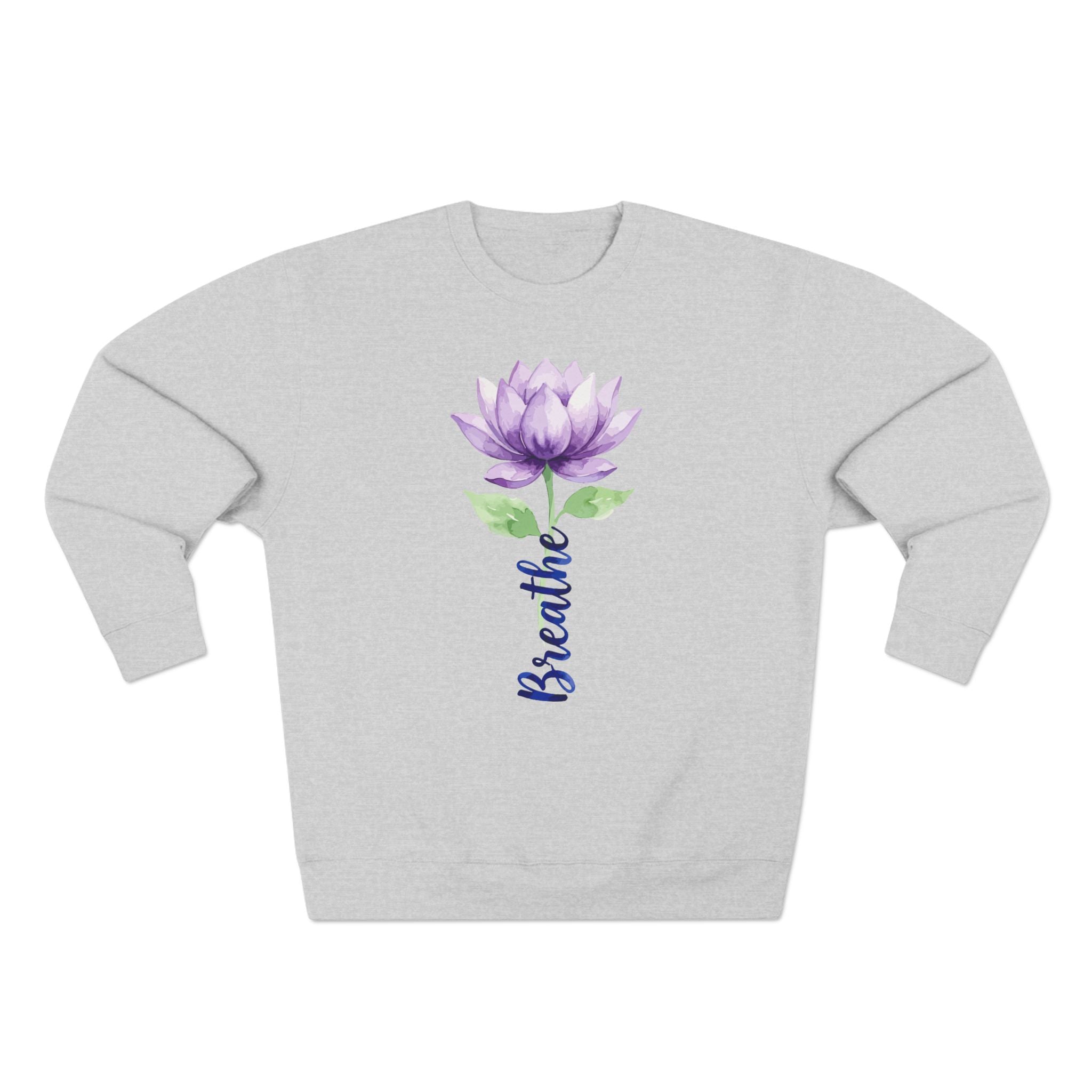 Breathe Watercolor Purple Lotus Stem Premium Unisex Sweatshirt