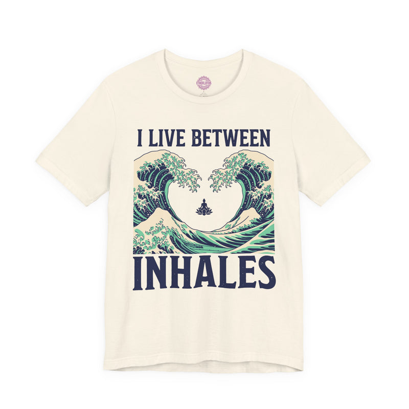 I Live Between Inhales Great Wave Meditation Premium Unisex T-Shirt