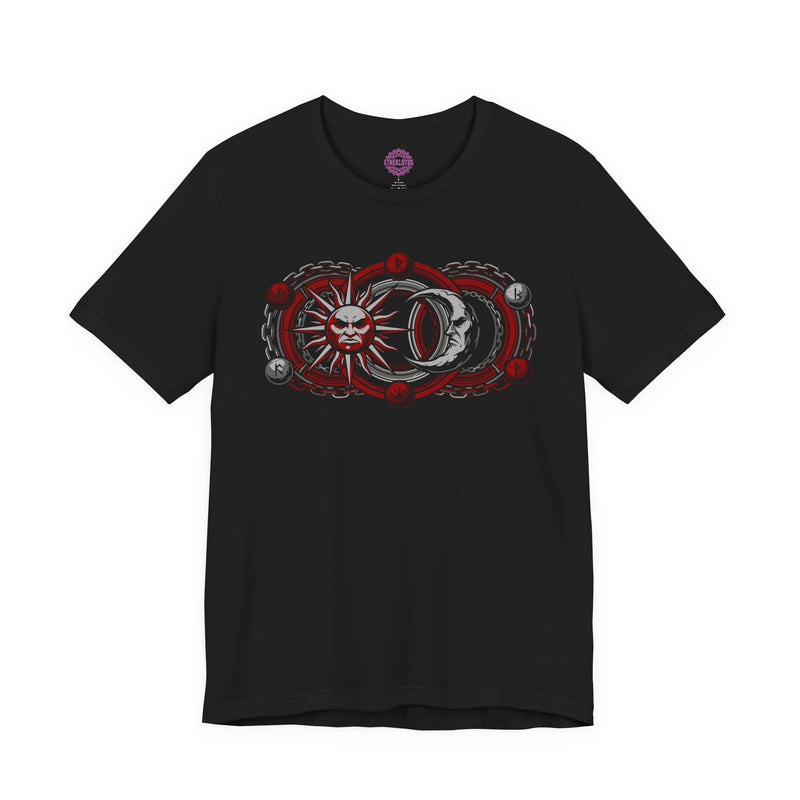 Norse Sun & Moon "Shadow Work" Runes Gothic Premium Unisex T-Shirt