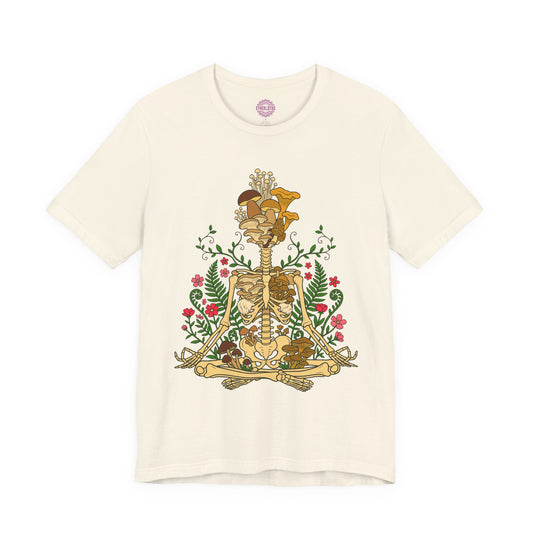 Mycelium Skeleton Meditation Nature Rebirth Premium Unisex T-Shirt