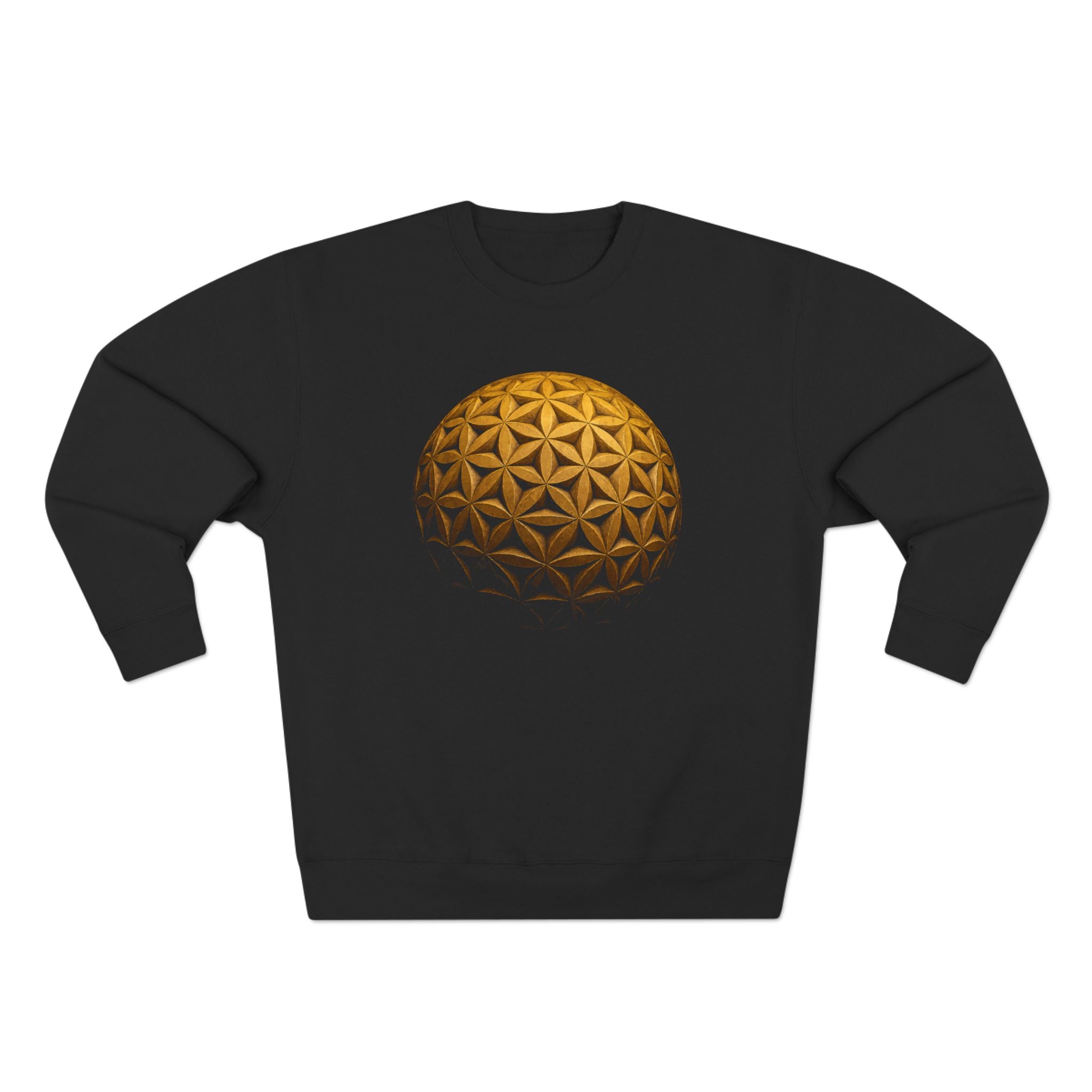 Golden Flower of Life Sphere Sacred Geometry Premium Unisex Sweatshirt