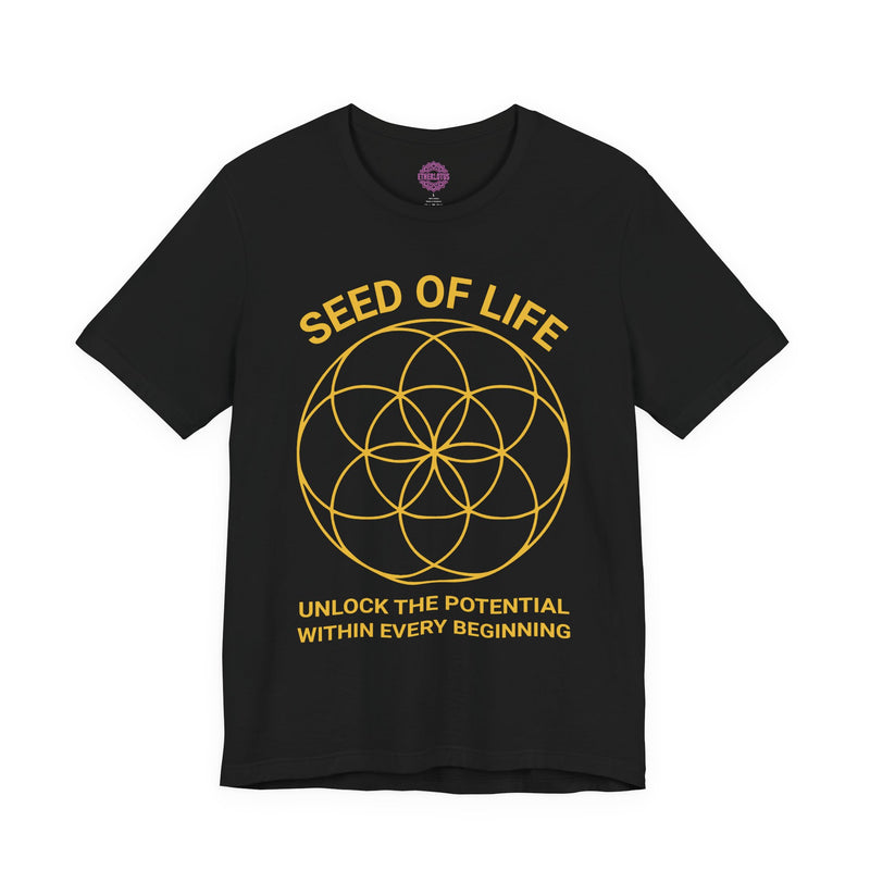 Seed of Life "Unlock Potential" Sacred Geometry Gold Premium Unisex T-Shirt