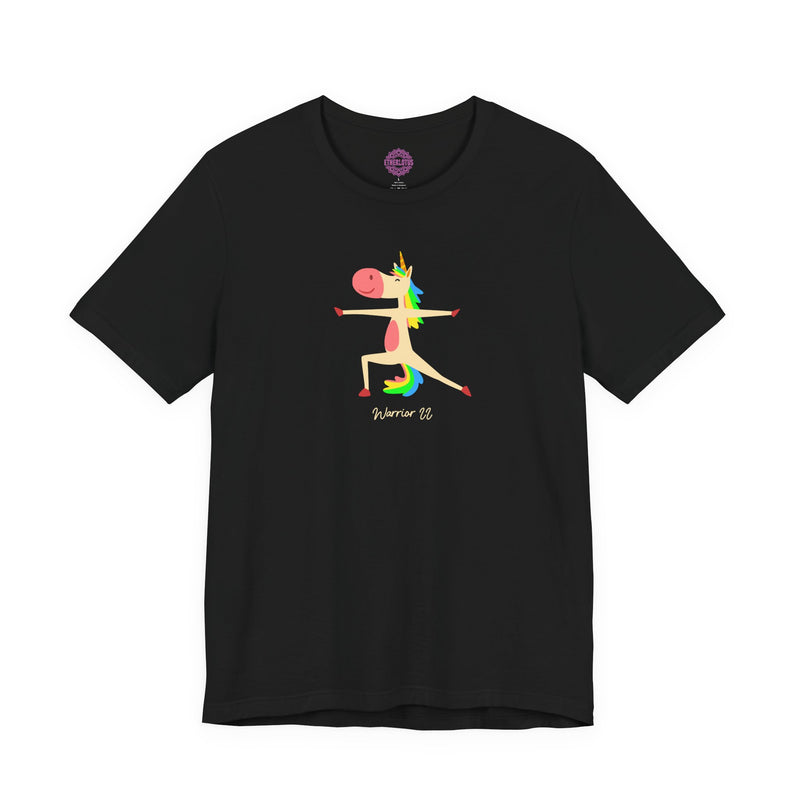 Yoga Unicorn Warrior II Pose Virabhadrasana Rainbow Premium Unisex T-Shirt