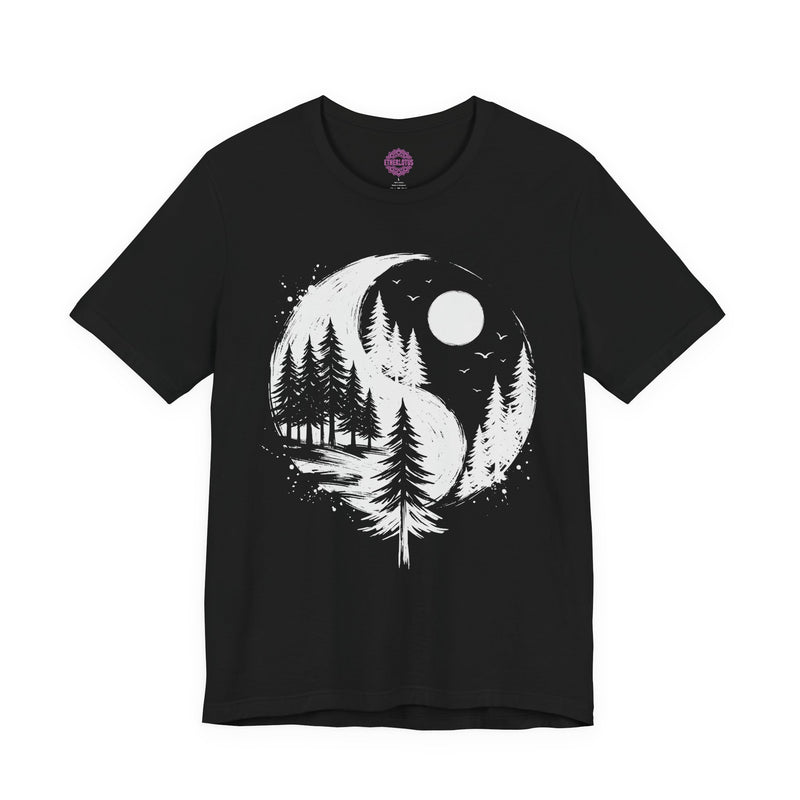 Yin Yang Forest Moon Pine Trees Night Balance Nature Premium Unisex T-Shirt