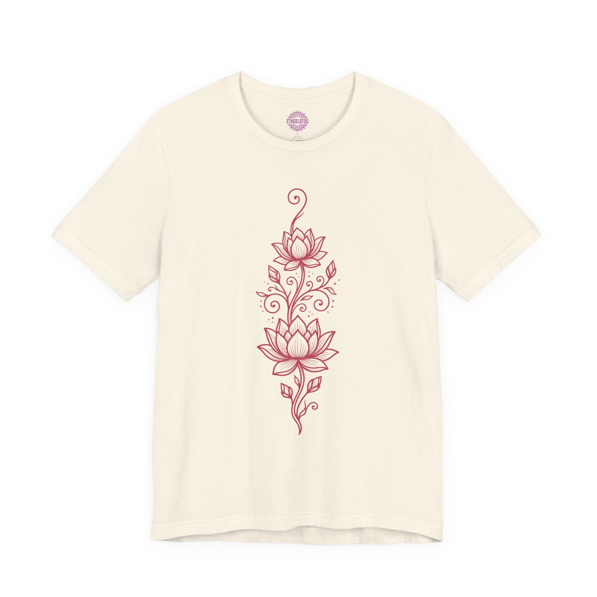 Dual Lotus Botanical Vine Rising Bloom Premium Unisex T-Shirt