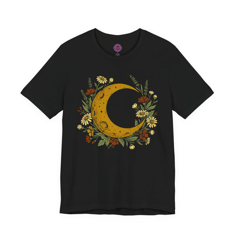 Golden Botanical Crescent Moon Premium Unisex T-Shirt