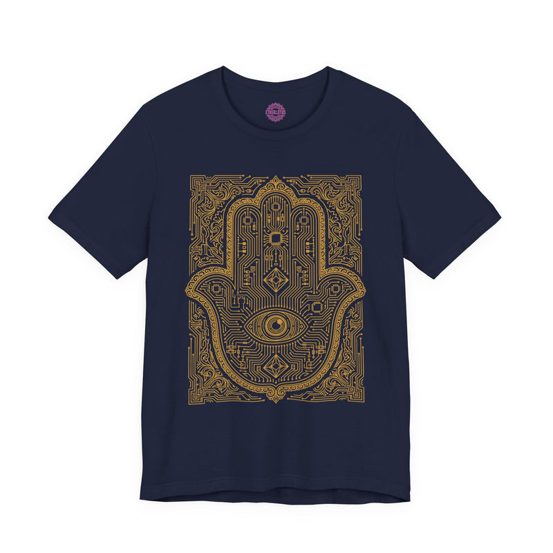 Sacred Circuit Hamsa Divine Protection Premium Unisex T-Shirt