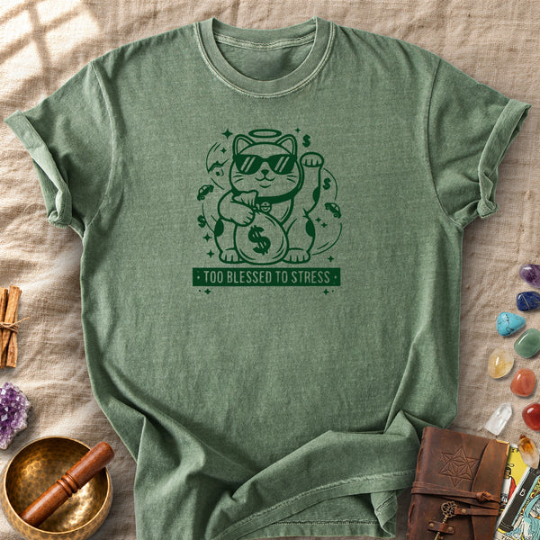 Too Blessed To Stress Lucky Cat Comfort Colors® Unisex T-Shirt