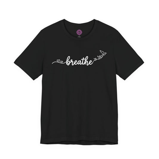 Breathe Script Hearts Doves Freedom Premium Unisex T-Shirt