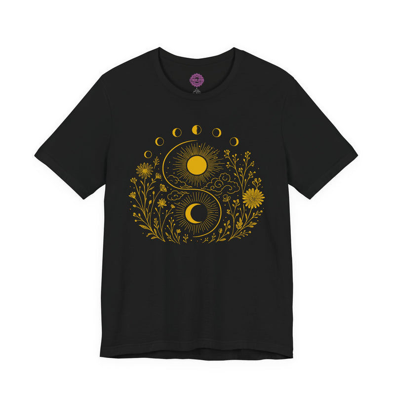 Celestial Floral Yin Yang Sun Moon Premium Unisex T-Shirt