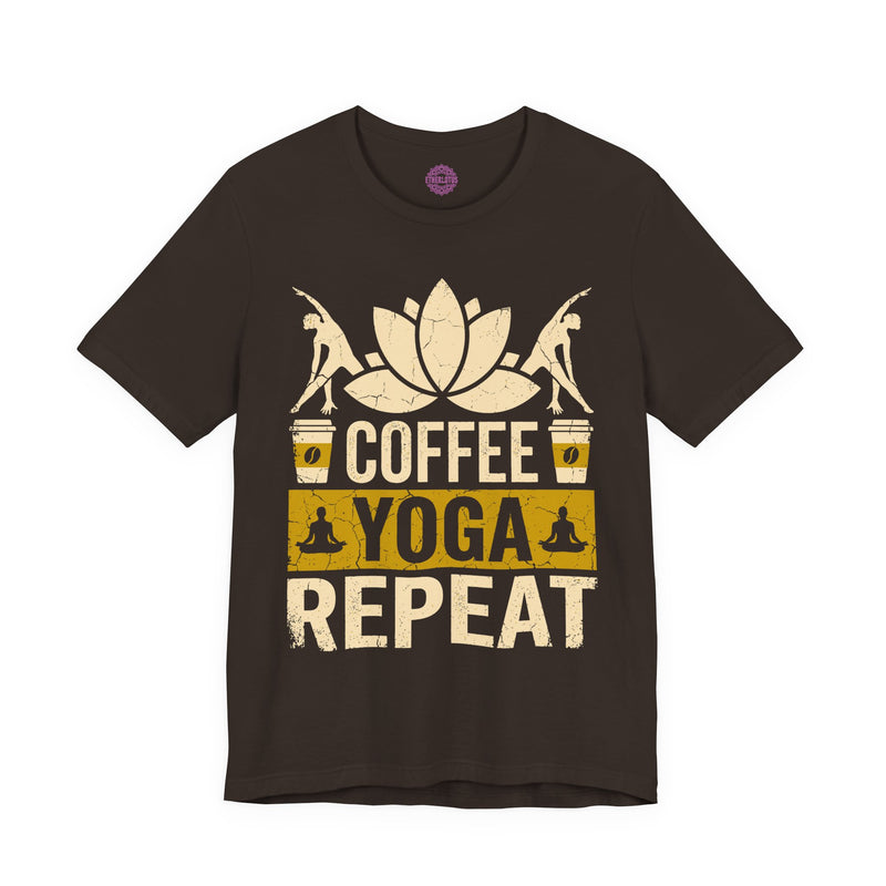 Coffee Yoga Repeat Lotus Vintage Premium Unisex T-Shirt
