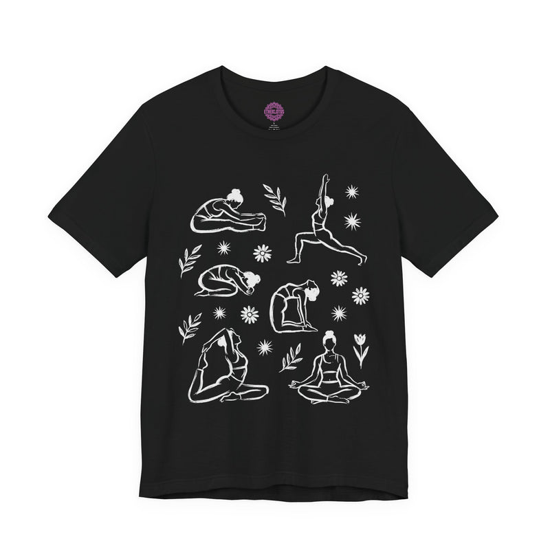 Yoga Poses Botanical Line Art Asana Floral Sketch Premium Unisex T-Shirt