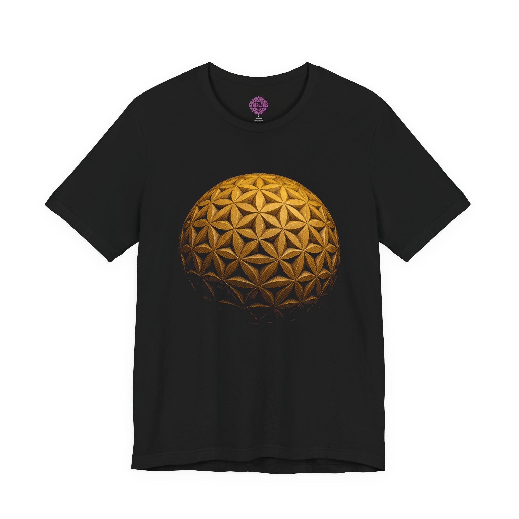 Golden Flower of Life Sphere Sacred Geometry Premium Unisex T-Shirt
