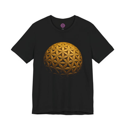 Golden Flower of Life Sphere Sacred Geometry Premium Unisex T-Shirt